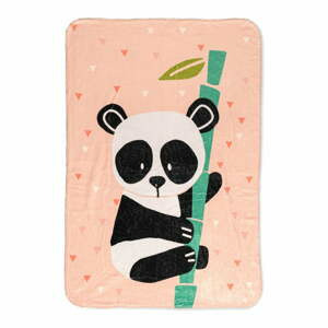 Světle růžová dětská deka z mikrovlákna 140x110 cm Panda – Moshi Moshi