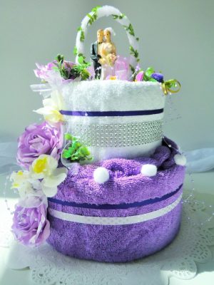 VER Textilní dort dvoupatrový fialková růže